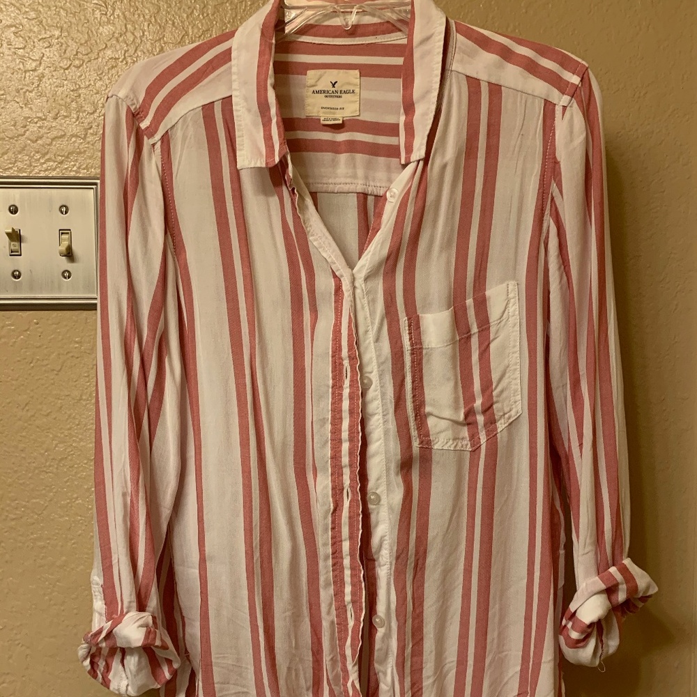 American Eagle Striped Button Down Top